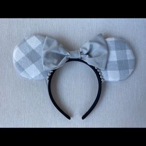 Gray check plaid Minnie ears